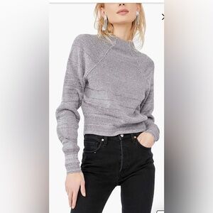 Free People Heathered Gray Crew Neck Sweater